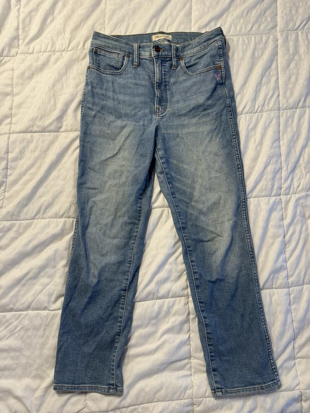 Madewell Stovepipe Jeans Emboridery Women's 27 Straight Leg Light Wash Spring
